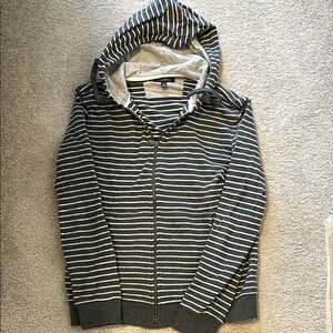Banana Republic Striped Gray Hoodie Zip-up